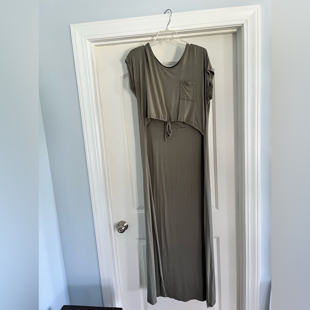 Latched mama olive maxi dress nursing/maternity